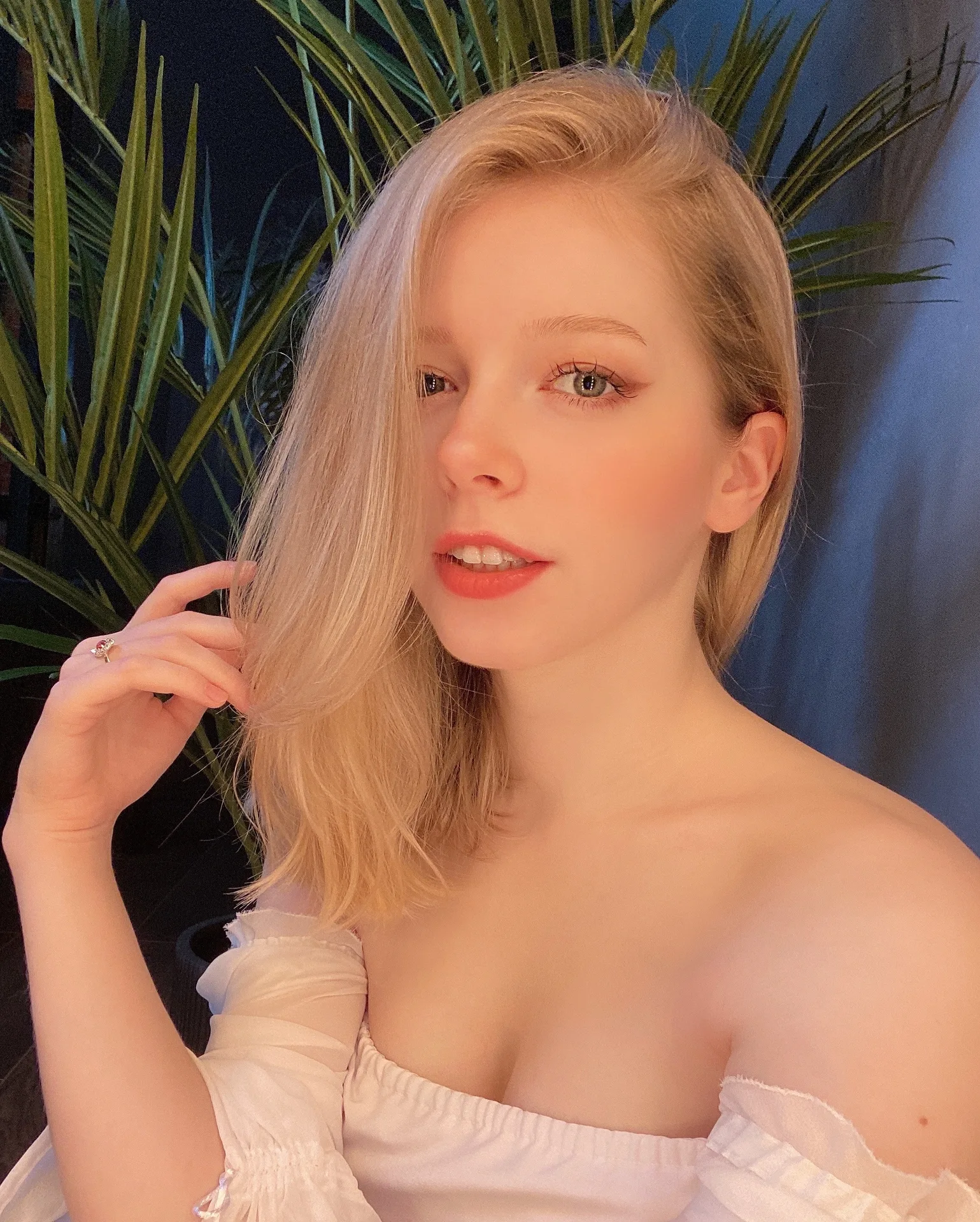 White off-shoulder top